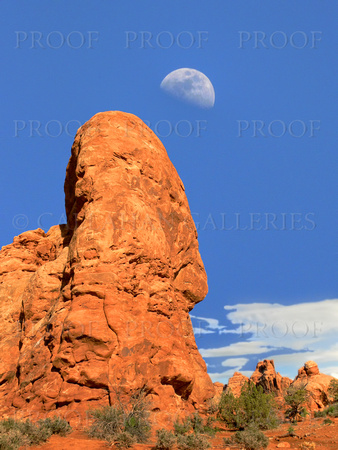 Gibbous Moon Rising over Arches National Park